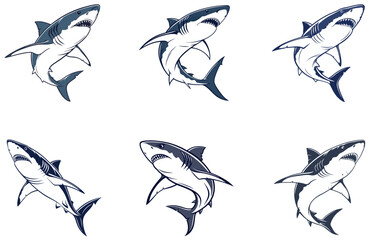 Shark Vector Designs Set Fierce and Fun Shark Illustrations for Ocean-Themed Designs
