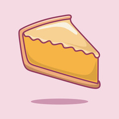 Cute Pumpkin Pie Slice Vector.  Cute Food Object Illustration.