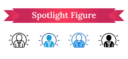Spotlight Figure Multi Style Icon - Person with tie under spotlight, suggesting attention, leadership, or professional focus