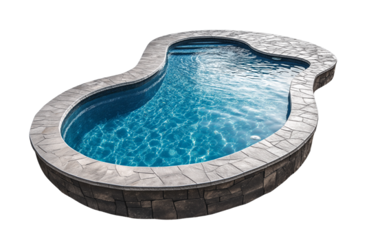 Clear Water Pool with Tiled Surrounding Transparent Background