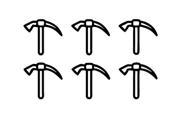 Pickaxe icon set icon set  line art and outline vector icon