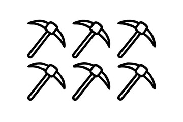 Pickaxe icon set icon set  line art and outline vector icon