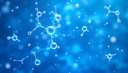 Blue Abstract Molecular Structure Background for Scientific Concepts