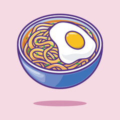 Cute Ramen Noodle Vector. Illustration Food Icon Concept Isolated.