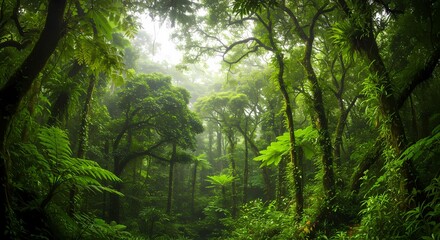 Fototapeta premium Lush Rainforest Canopy Exploring the Emerald Heart of the Jungle