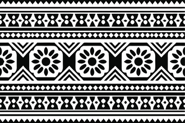 Black and White Ornamental Seamless Pattern Vector Illustration

