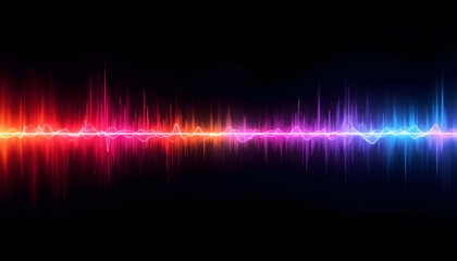 Vibrant Sound Wave Visualization in Neon Colors on Black Background