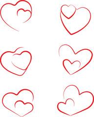 set of vector hearts, set of hearts, icon, 