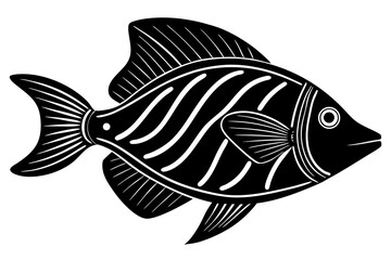 Silhouette Vector Art Illustration of Stylized Fish Design Isolated on White Background