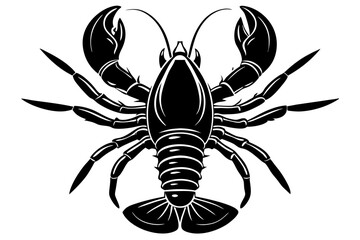Silhouette Vector Art Illustration of Black and White Lobster Icon for Logo or Tattoo Design