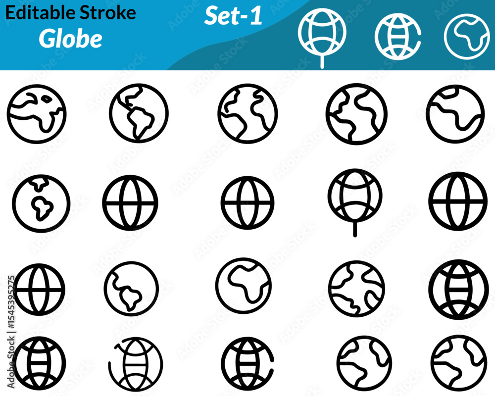 Poster a globe set icon includes vector illustrations of earth in various styles such as outlined globes,sp