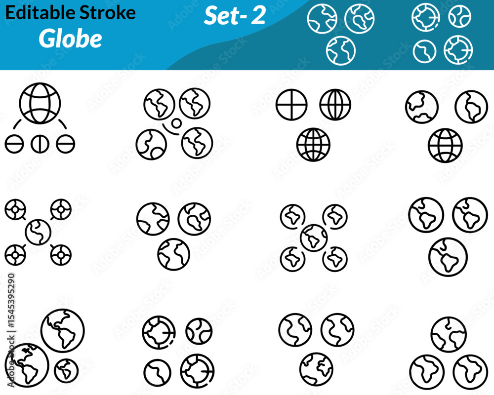 Poster a globe set icon includes vector illustrations of earth in various styles such as outlined globes,sp