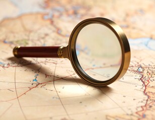 magnifying glass on a map