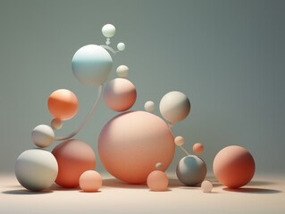 Colorful 3D abstract art sculpture scene