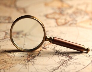 old map and magnifying glass