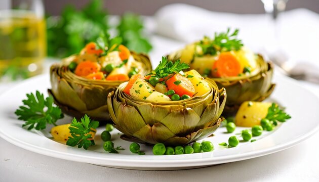 Zeytinyağlı Enginar Olive Oil Artichokes. Traditional Turkish Food