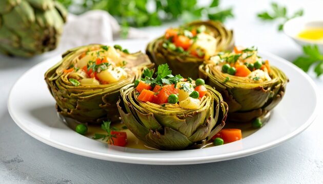 Zeytinyağlı Enginar Olive Oil Artichokes. Traditional Turkish Food