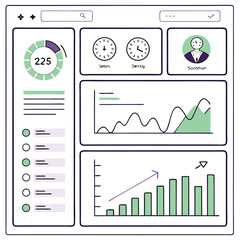 KPI Dashboard Vector Infographic – Business Performance Monitoring Interface Design