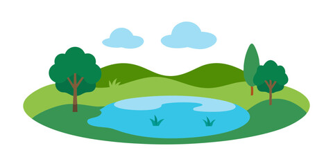 Obraz premium vector illustration of a mountain landscape