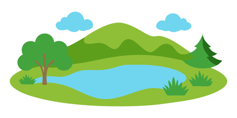 Obraz premium vector illustration of a mountain landscape