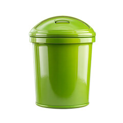 Green Plastic Waste Bin with Lid Recycling Waste Disposal, isolated on transparent background, perfect cutout, PNG