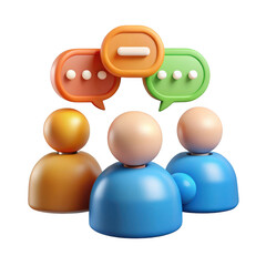 3d render of people with chat bubbles isolated on transparent background