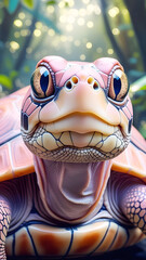 Pink Turtle Portrait Cute Reptile