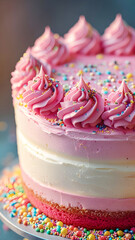 Pink Frosted Sprinkled Cake Delight