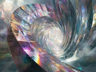 A spiraling digital creation of light and color