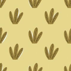 seamless pattern with cartoon plants. Colorful illustration flat style for kids. hand drawing. baby design for fabric, print, wrapper, textile