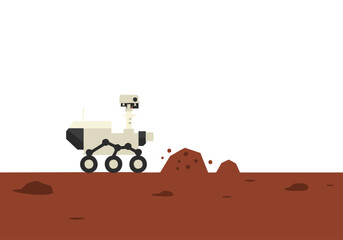 A stylized Mars rover delivers on the red planet. Clean, modern illustration with a focus on space exploration and delivery. Great for tech, science, and design projects.