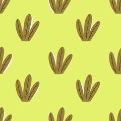 seamless pattern with cartoon plants. Colorful illustration flat style for kids. hand drawing. baby design for fabric, print, wrapper, textile