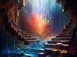 Colorful cyber fantasy landscape