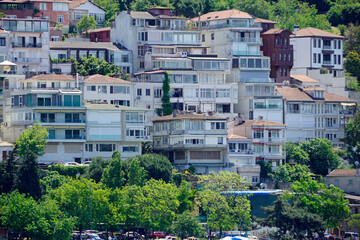 Obraz premium Coastal houses line Bosphorus in Istanbul