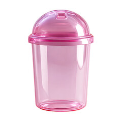 Pink Plastic Cup with Lid Beverage Container Mockup Design Template,, isolated on transparent background, perfect cutout, PNG