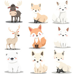 Simple, Cute Taiga Forest Animals