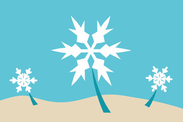 Winter Wonderland Snowflakes on a Sandy Beach - A Unique Festive Design