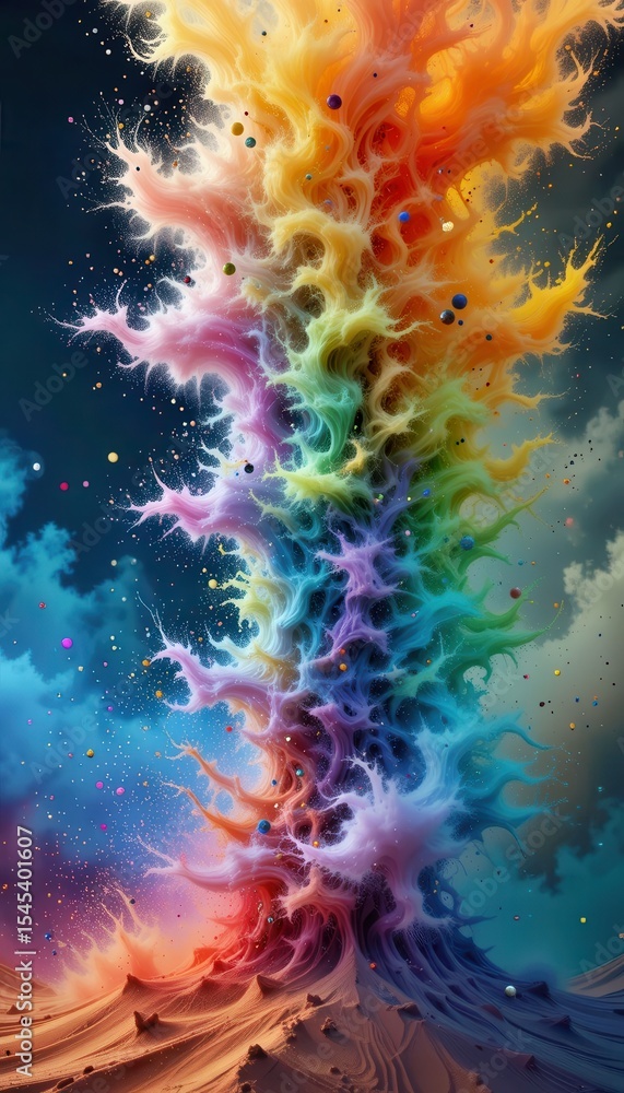 Poster vibrant abstract explosion of colors filling the background of a smartphone display