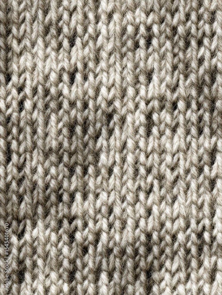 Poster knitted wool texture background, cozy and warm fabric patterned surface, soft and fuzzy beige and gr