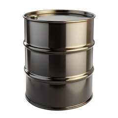 Metallic oil barrel 55 gallon drum isolated on transparent background