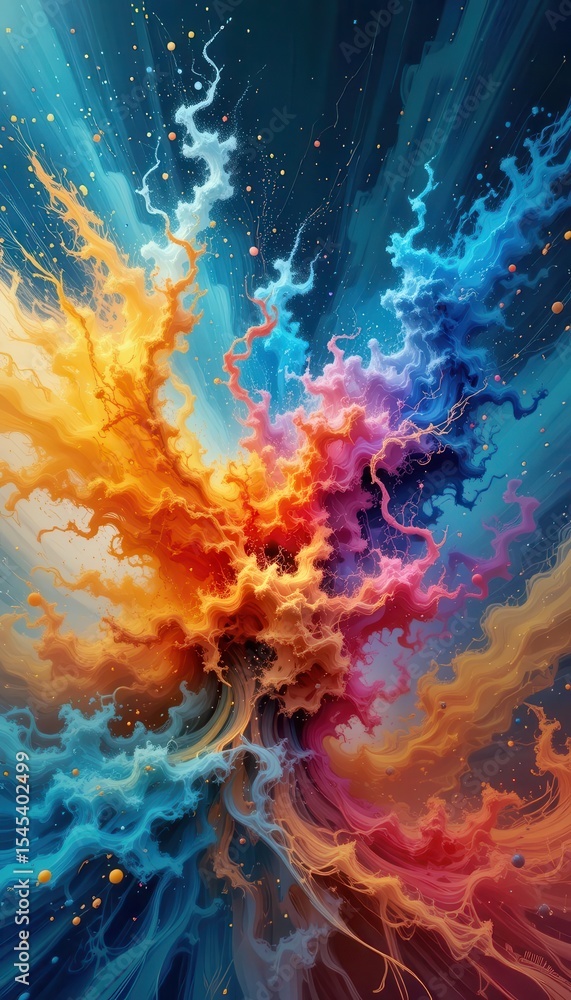 Poster abstract explosion of colors creating a vibrant background for phone displays