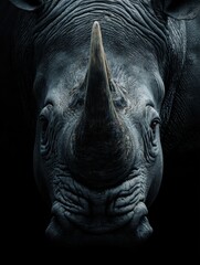 Obraz premium Rhinoceros wallpaper on black background