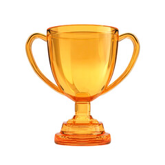 Golden trophy cup award winning prize success achievement victory, isolated on transparent background, perfect cutout, PNG