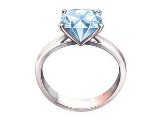 Diamond ring shining, transparent background