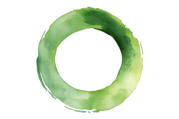 Round Green Watercolor Shape for Design Isolated on White