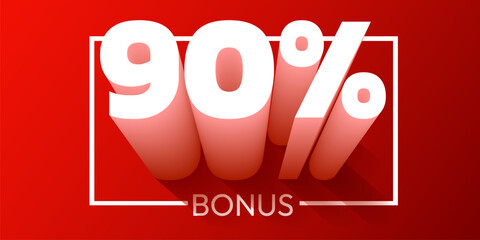 90 percent bonus. Cashback or prize concept.