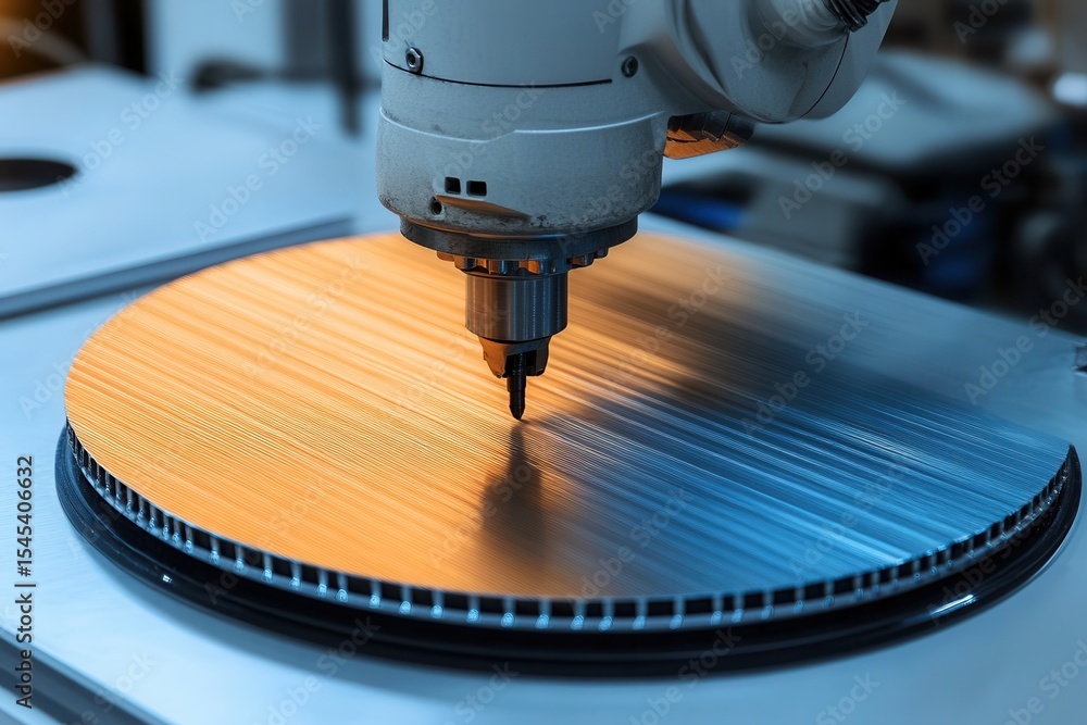 Poster robotic arms operate in a cleanroom environment, precisely processing semiconductor wafers with intr
