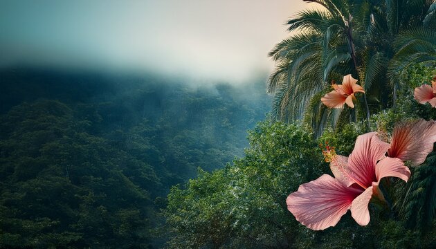 fond d ecran avec ibiscus geant