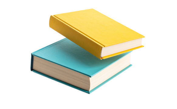 Two Floating Stack of Books in Gradient Colors, isolated on a transparent background