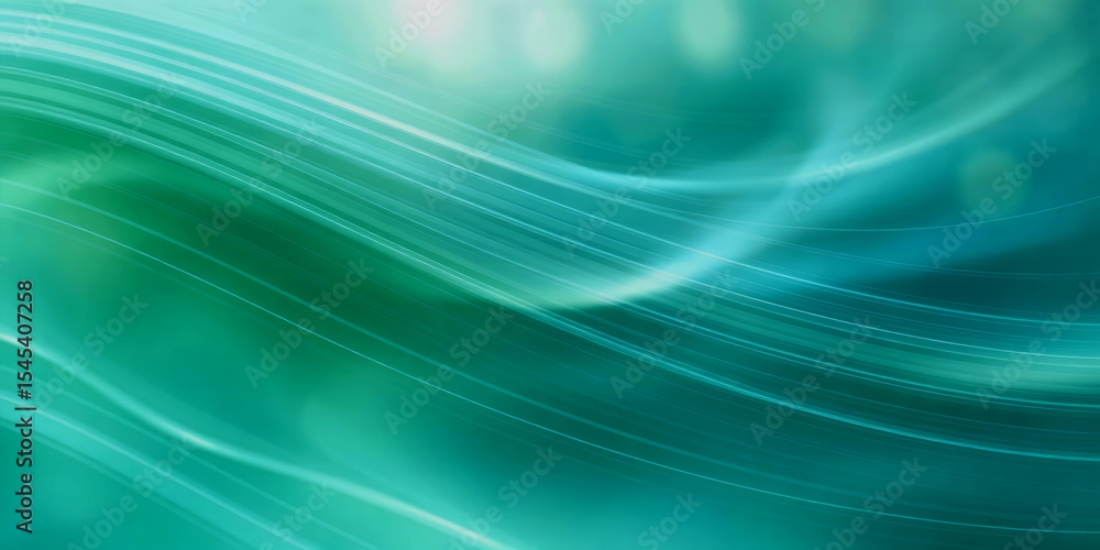 Poster abstract teal background with flowing lines and soft light creating a serene atmosphere